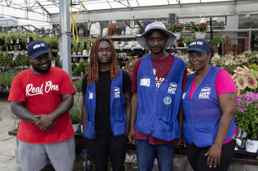 Workers in the lowes garden center