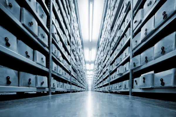 a room full of shelves and archives