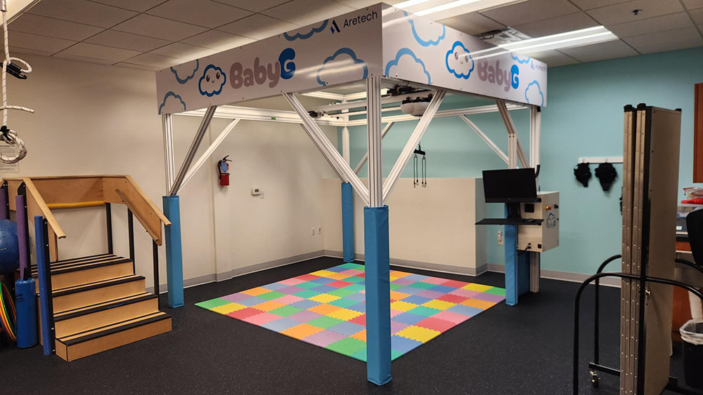 Baby G, a machine that helps with early intervention therapies for children with cerebral palsy and other neurodevelopmental disabilities.